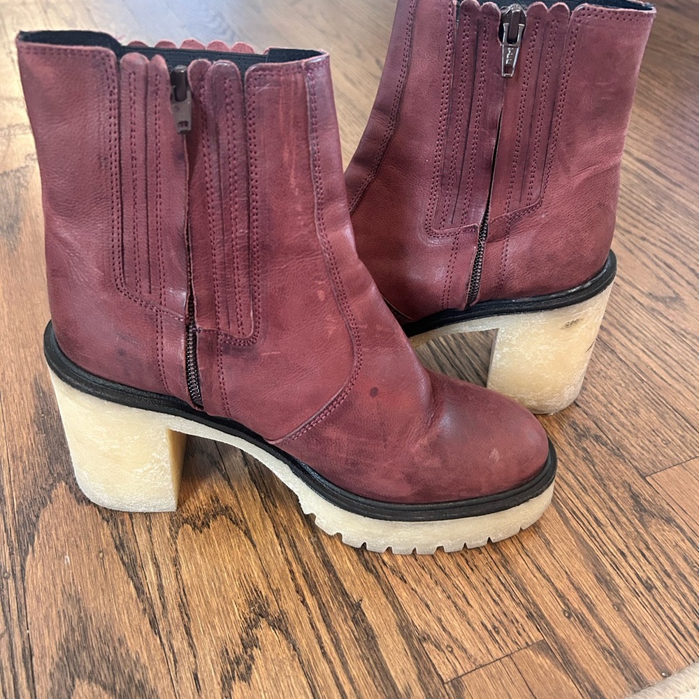 Free People Maroon Brown Heeled Boots